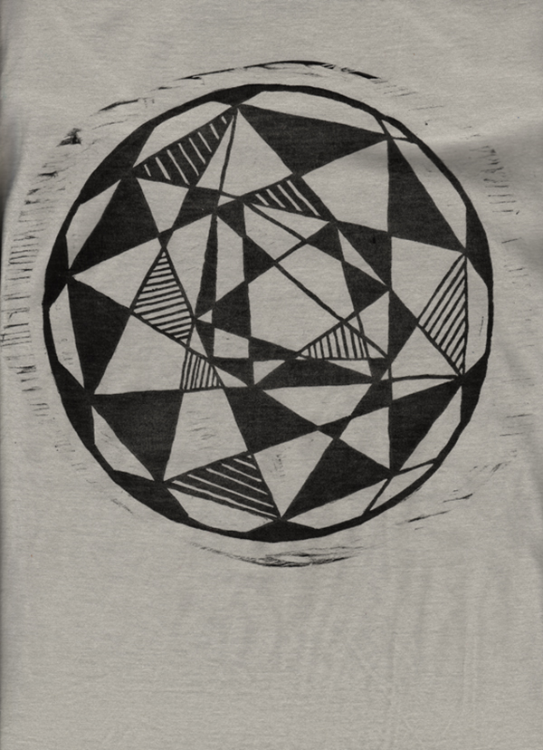 Custom Woodblock T-Shirt, Geometric Sphere