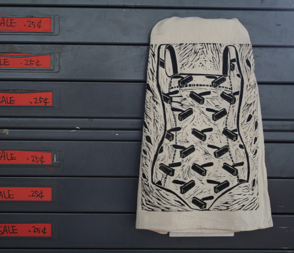1. Custom Woodblock Tea Towel, Ladies Suit (2016 Design)