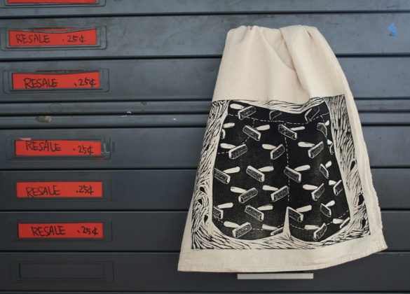 1. Custom Woodblock Tea Towel, Mens Trunks (2016 Design)